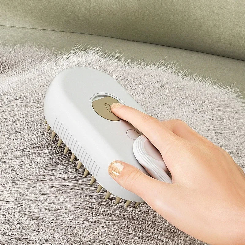 4-in-1 Pet Massage Brush with Steam Spray and Rotatable Design for Effective Hair Removal and Bathing