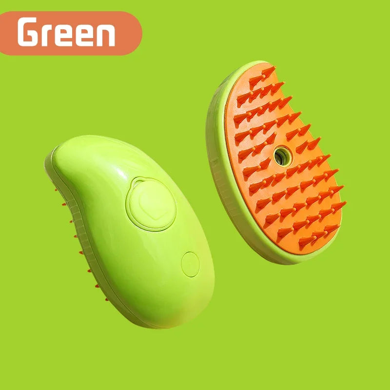 4-in-1 Pet Massage Brush with Steam Spray and Rotatable Design for Effective Hair Removal and Bathing