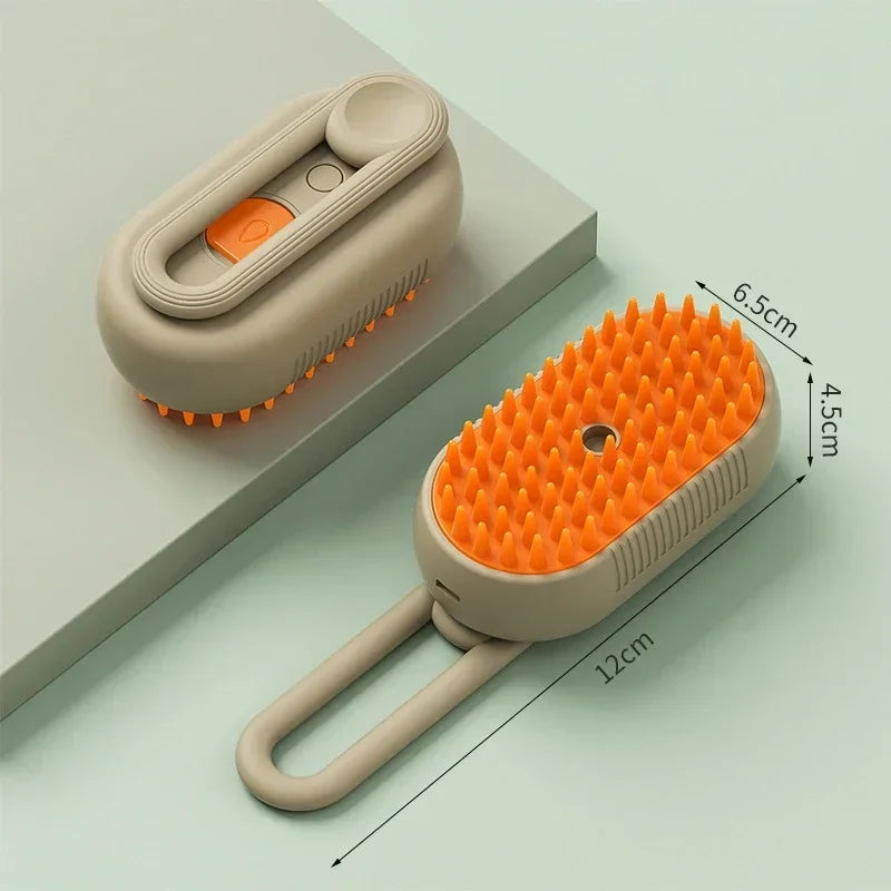 4-in-1 Pet Massage Brush with Steam Spray and Rotatable Design for Effective Hair Removal and Bathing